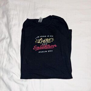 Custom made Christian Embroidered “the lord is my light and salvation” tshirt